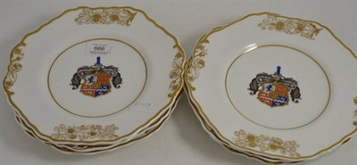 Lot 666 - A set of six Spode armorial cabinet plates