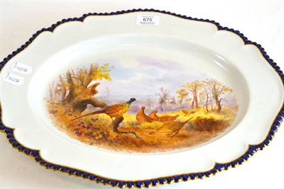 Lot 675 - A Royal Worcester meat plate, painted with pheasants, monogrammed CJ