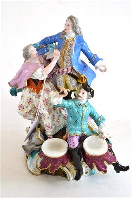 Lot 678 - Meissen figure group modelled as lady and gentleman in 18th century costume, 27cm high