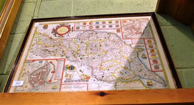 Lot 689 - John Speede, The North and East Ridings [Ridings] of Yorkshire, [c1676], hand coloured map, framed