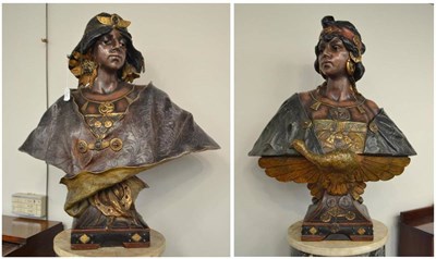 Lot 702 - A pair of German terracotta busts