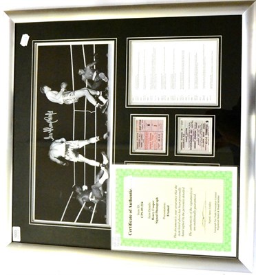 Lot 1003 - A Signed Henry Cooper Boxing Montage, comprising a signed photograph, professional record and...