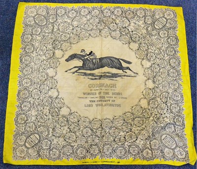 Lot 1030 - Silk Scarf Commemorating CORONACH Winner Of The Derby 1926 with illustration of the horse in...