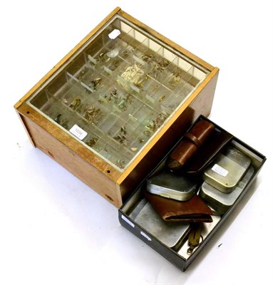 Lot 1034 - A Collection of Fly Boxes and Flies, including a large three drawer shop display cabinet containing