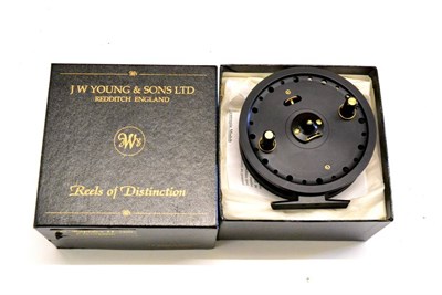 Lot 1050 - A J.W.Young 4inch Alloy 'Rapidex II 2400' Centrepin Reel, with leaflet, in original box (as new)