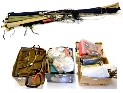 Lot 1053 - A Large Collection of Mixed Tackle, including eight rods, landing net, fly tying materials and...