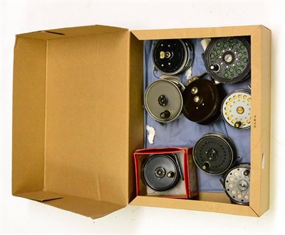 Lot 1070 - Eight Fly Fishing Reels, comprising Shakespeare 'Super Condex', Aquarex 350, Allcock...