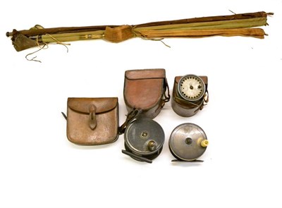 Lot 1087 - Mixed Tackle, comprising a Farlow's 4inch brass salmon reel, a similar alloy reel, a Hardy...