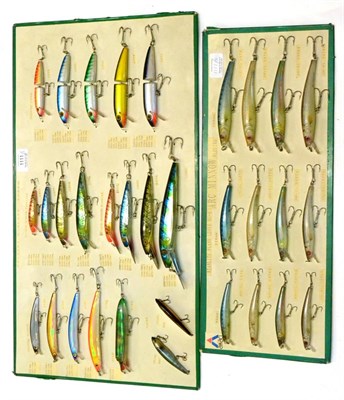 Lot 1111 - Two Shop Display Cards of Mounted Minnows and Lures, one inscribed 'Yo-Zuri Quality Lures',...