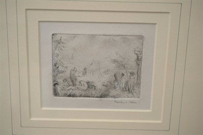 Lot 1123 - Augustus Edwin John OM, RA (1878-1961), Classical figures in a landscape, signed in pencil, a black