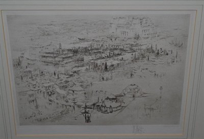 Lot 1129 - William Walcot RBA, RE (1874-1943) ";The Temple of Baal";, signed in pencil, a black and white...