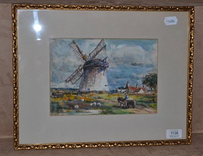 Lot 1138 - Rowland Henry Hill (1873-1952), Windmill and a horse and cart near Ugthorpe, signed and dated 1933