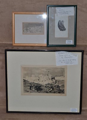 Lot 1139 - Sir Roderic Maxwell Hill KCB, MC, AFC & Bar, RAF (1894-1954) Two etchings of Jerusalem together...