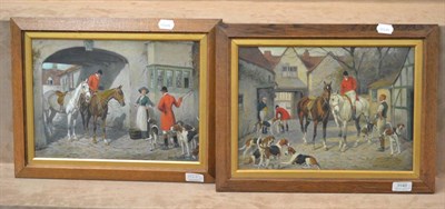 Lot 1140 - John Bartlett (Late 19th/early 20th century) Huntsmen and hounds outside an inn; huntsmen,...