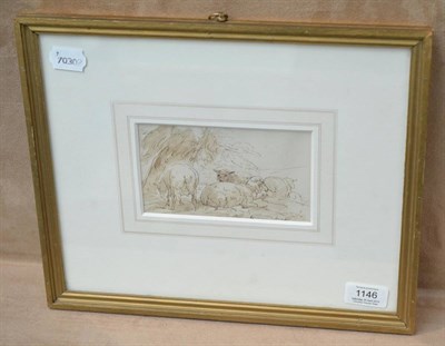 Lot 1146 - Circle of Verboekhoven (19th century) Study of sheep in a landscape, a study of peasant...