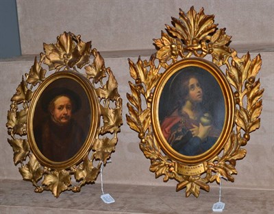 Lot 1149 - Italian School (19th century) La Madelena Di Carlo Dolci, oil on panel, together with a 19th...