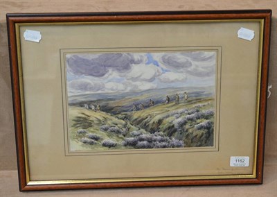 Lot 1162 - George Anderson Short (1856-1946) ";The Moors, sportsmen leaving Ogden Moors";, signed, signed...