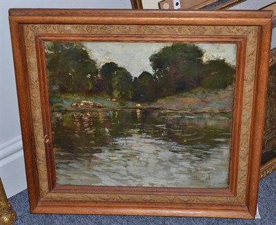 Lot 1168 - Grosvenor Thomas (1856-1925) ";Lochside"; signed, oil on canvas, 39cm by 44cm  Provenance : T &...