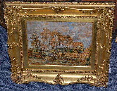 Lot 1170 - Alexander Roche RSA (1861-1921) Landscape with silver birch trees and buildings, signed, oil on...