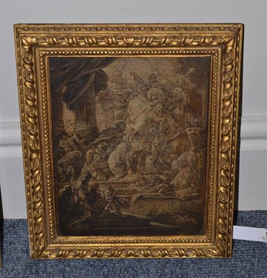 Lot 1181 - Manner of Van Dyck, Ascension Scene, oil on paper laid onto canvas en grisaille, 26.5cm by 20cm