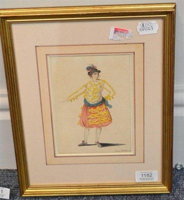 Lot 1182 - James Roberts (18th/19th century) A standing theatrical figure, signed, pencil and watercolour,...