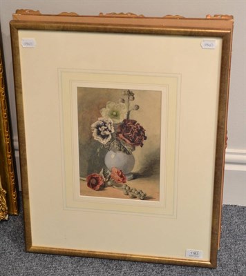 Lot 1183 - Attributed to James Holland (1799-1870) ";Hollyhocks"; bears affixed original inscriptions...