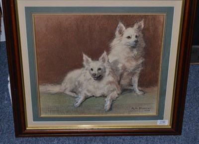 Lot 1194 - Alexis de Broca (1868-1948) French, Two Finnish Spitz dogs, signed and dated 1928, pastel, 37cm...