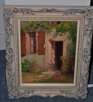 Lot 1197 - Charles Perron (1893-1958) ";Summer Doorway";, signed, oil on canvas, 39cm by 54.5cm