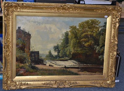 Lot 1199 - John William Buxton Knight RBA, RCA, RE (1843-1908), A view on the River Nidd with figures near...