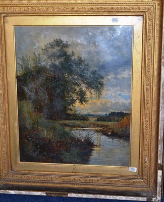 Lot 1204 - Circle of E Hayes (19th century), Figures punting on a river, oil on canvas, 69cm by 56cm