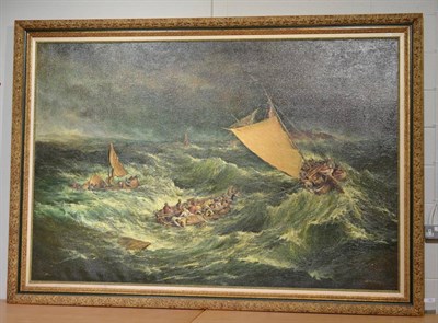 Lot 1209 - Alfred Allan (20th century) After JMW Turner ";The Shipwreck";, signed and inscribed, oil on...