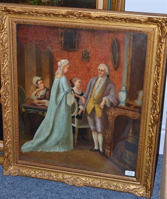 Lot 1218 - Francois- Adolphe Grison (1845-1914) 18th century figures in an interior, signed and dated...