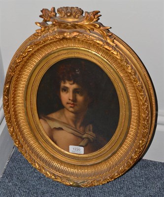 Lot 1220 - After Murillo (19th century) St John the Baptist, oil on board, 26cm by 20.5cm (oval), contained in