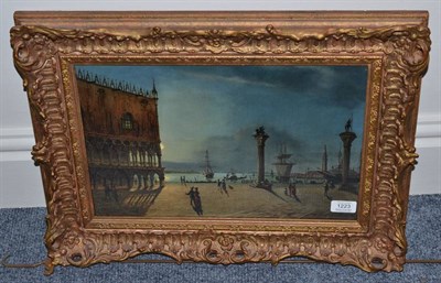 Lot 1223 - Manner of Carlo Grubacs (19th/20th century) Venetian scene beside the Grand Canal by moonlight, oil