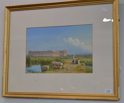 Lot 1225 - Guglielmo Giusti (19th/20th century) ";Basilica & Temple of Neptune, Paestum";, signed,...