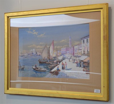 Lot 1235 - Charles Rowbotham (1856-1921) ";Riva dei Schiavorni, Venice";, signed, inscribed in pencil...