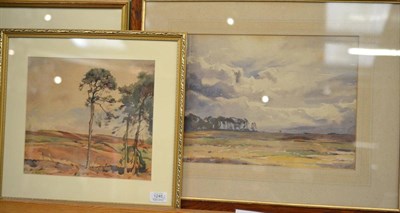 Lot 1245 - Frederick (Fred) Lawson (1888-1968) An extensive open landscape with trees, signed,...