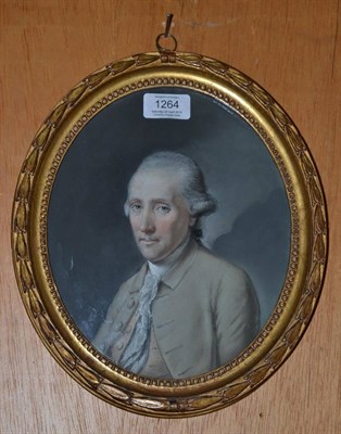 Lot 1264 - Follower of D Gardner (1750-1805), Portrait of Lord Derby, pastel, 23.5cm by 19cm (oval)