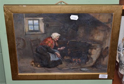 Lot 1266 - Henry John Dobson RWS, ARCA (1858-1928) ";My Ain Fireside";, signed, oil on canvas, 28.5cm by 39cm