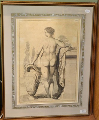 Lot 1267 - Knapton after S.F. Ravenet (18th century) Standing Venus holding drapery in a Classical...