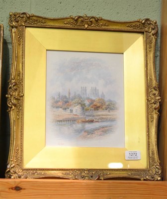 Lot 1272 - George Fall (1848-1925) A view of York Minster from the banks of the river Ouse, signed,...