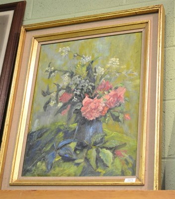 Lot 1273 - Anna Shoular SWA (Contemporary) ";Summer Flowers";, signed and inscribed verso, oil on canvas, 59cm