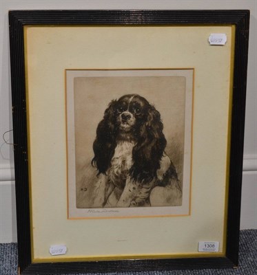 Lot 1308 - After Herbert Dicksee RE (1862-1942) A King Charles Spaniel seated, signed in pencil, published...