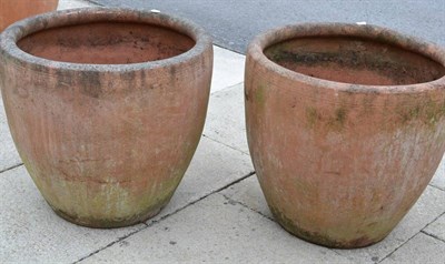 Lot 1332 - Pair of large terracotta planters, 60cm diameter