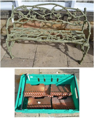 Lot 1363 - Victorian cast iron garden bench, naturalistically modelled as branches and leaves (repainted),...