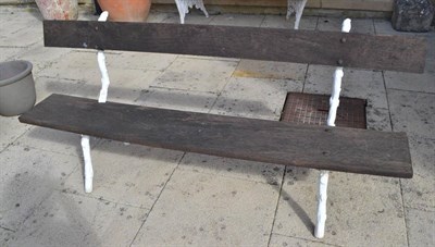 Lot 1364 - Cast iron garden bench with naturalistically formed branch supports, boarded seat and back support