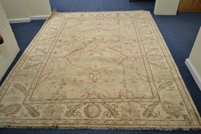 Lot 1371 - A Zeigler Mahal design carpet, North Afghanistan, the ivory field centred by a floral panel...