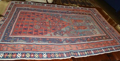 Lot 1374 - Rare 19th century Erzerum prayer kilim, East/Central Anatolia, the madder field with steep...