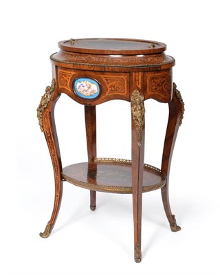 Lot 1375 - A Louis XV style kingwood, rosewood marquetry and gilt metal mounted jardinière, 3rd quarter...