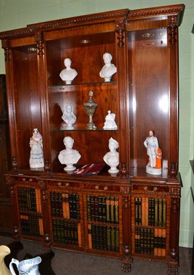 Lot 1381 - Reproduction mahogany breakfront bookcase by Maitland & Smith